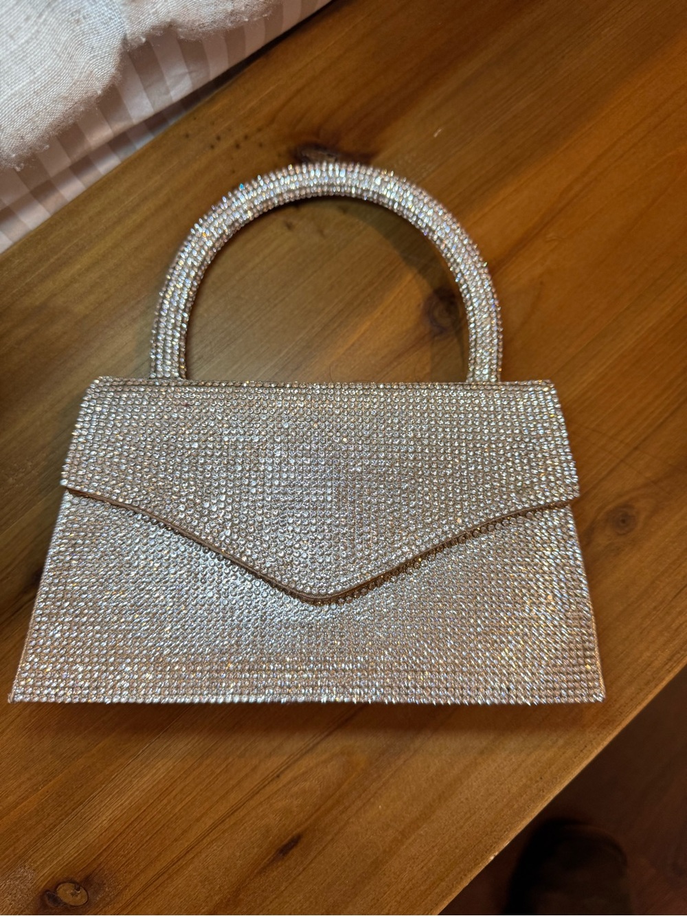 Crystal-Embellished Silver Evening Top-Handle Bag - Picture 3 of 5